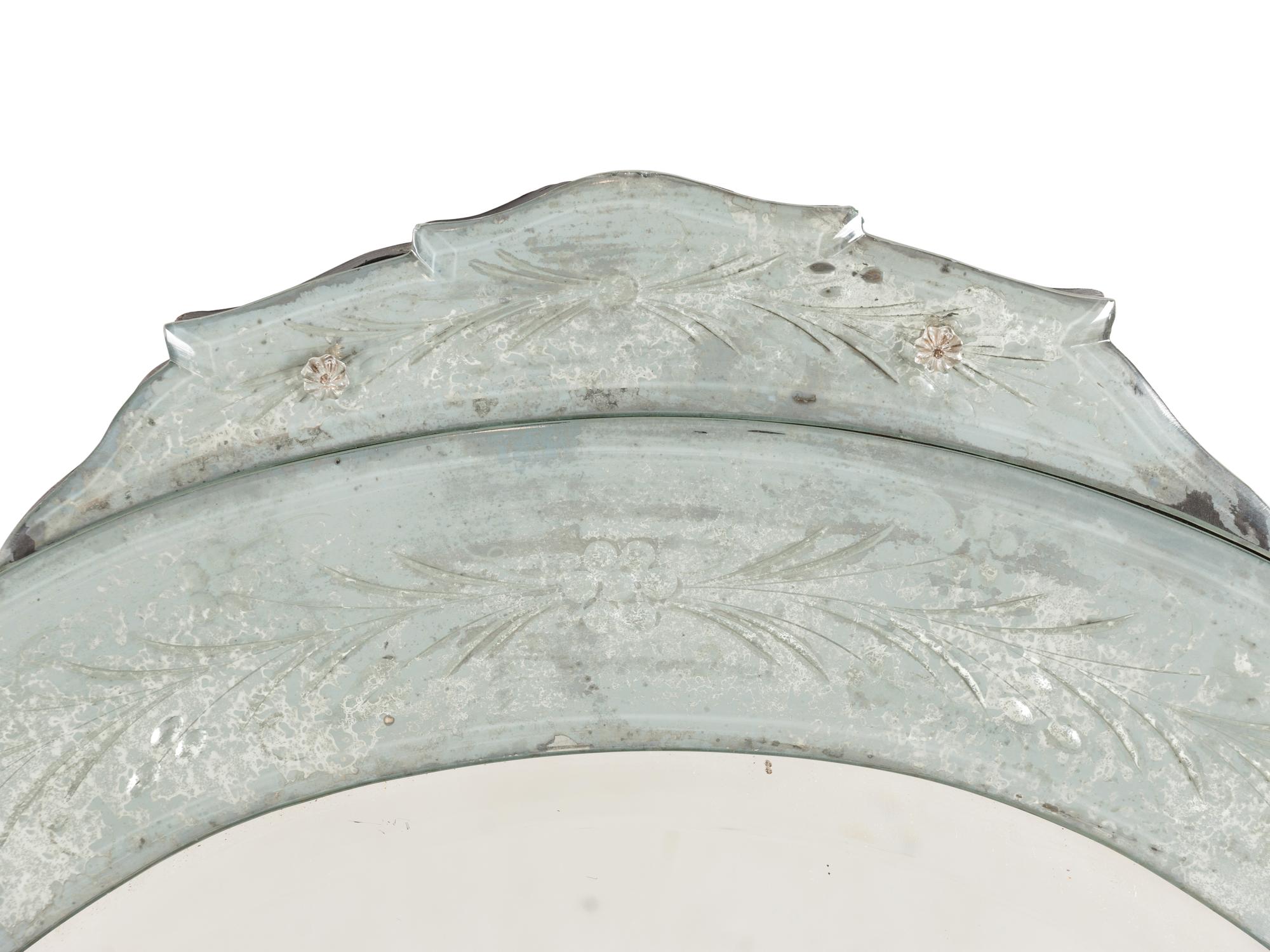 A Venetian Etched Glass Mirror