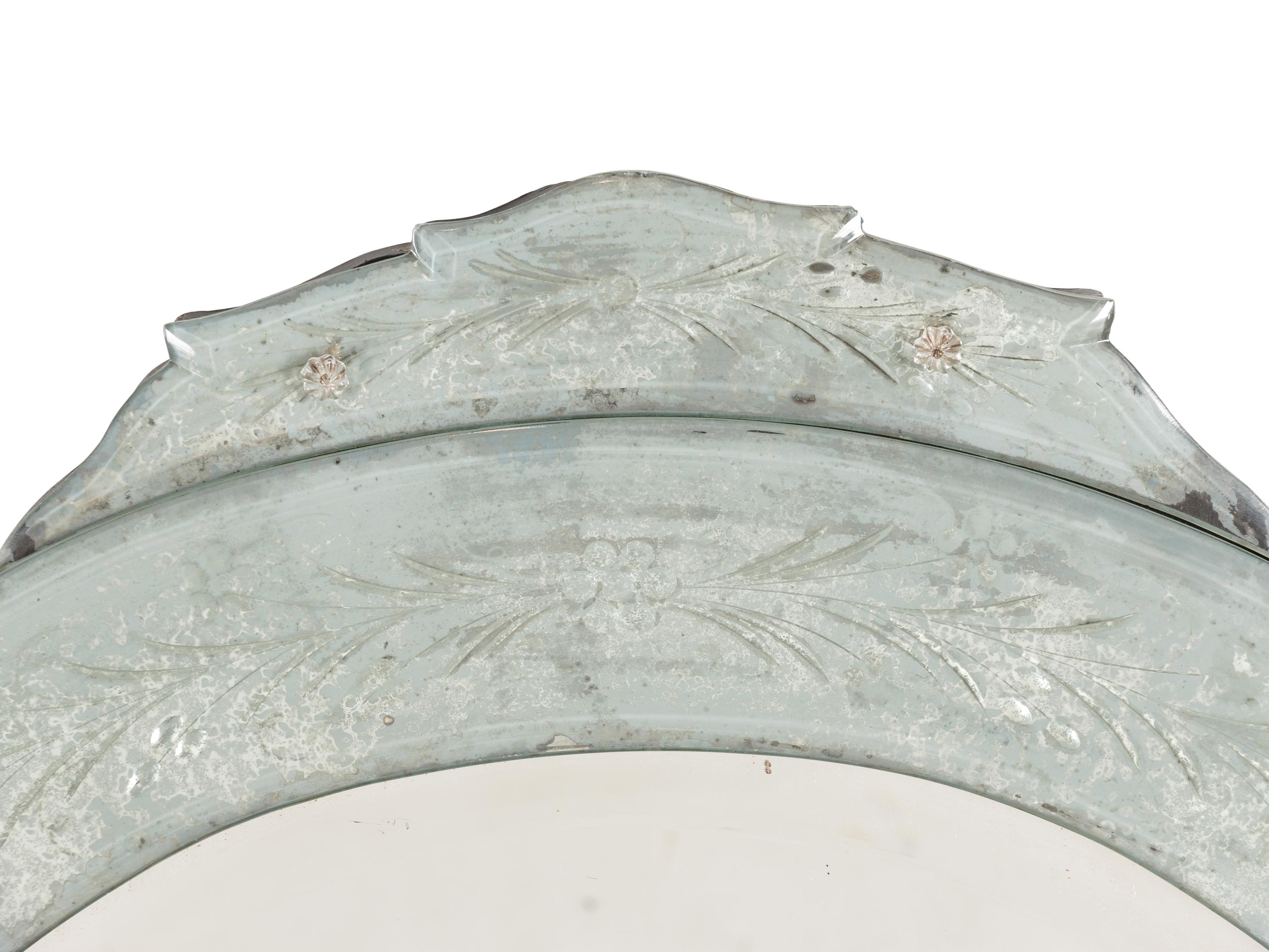 A Venetian Etched Glass Mirror