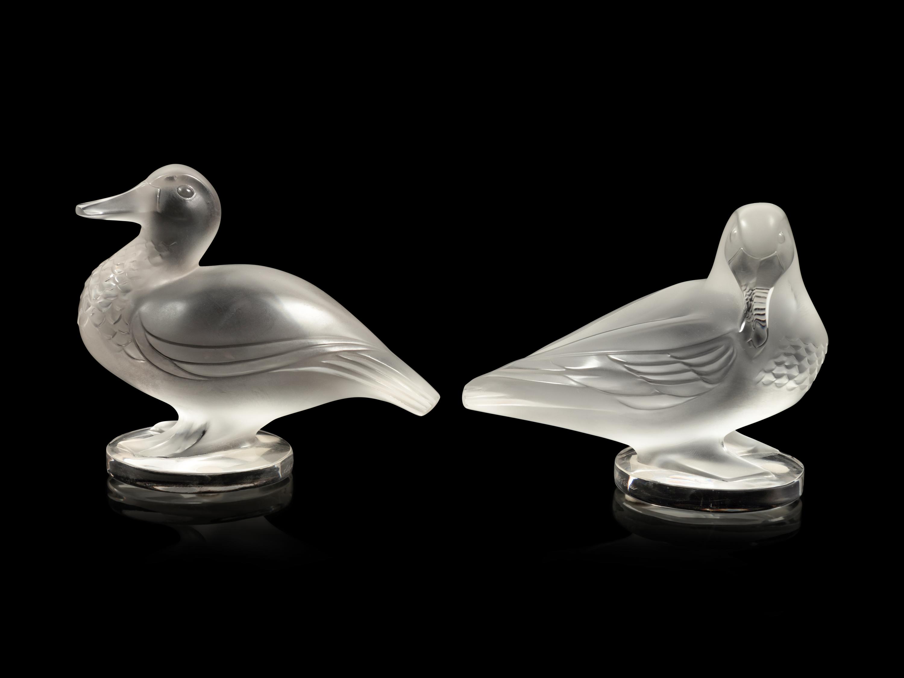 Two Lalique Duck Sculptures