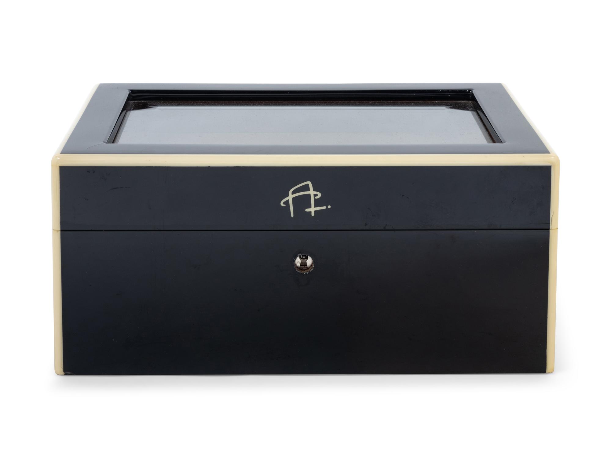 A Modern Ebonized Cigar Humidor