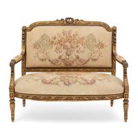 A Louis XVI Style Giltwood Settee