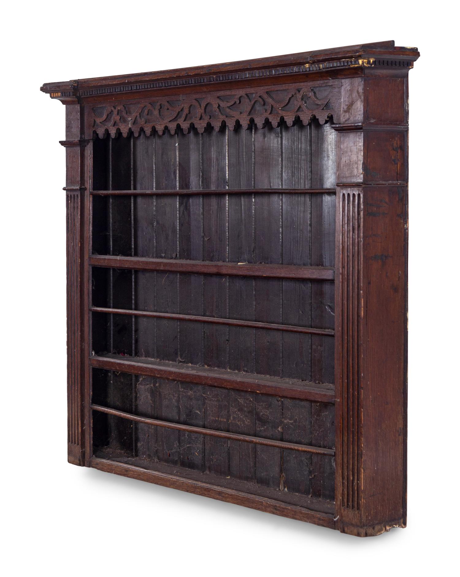 A Carved Oak Plate Rack
