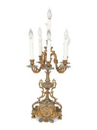 A Louis XVI Style Gilt Bronze Six-Light Candelabrum