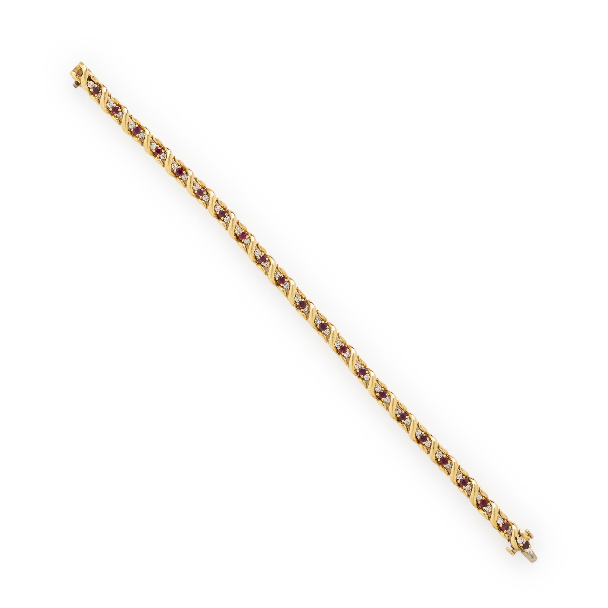 Ruby, Diamond, and Yellow Gold Bracelet