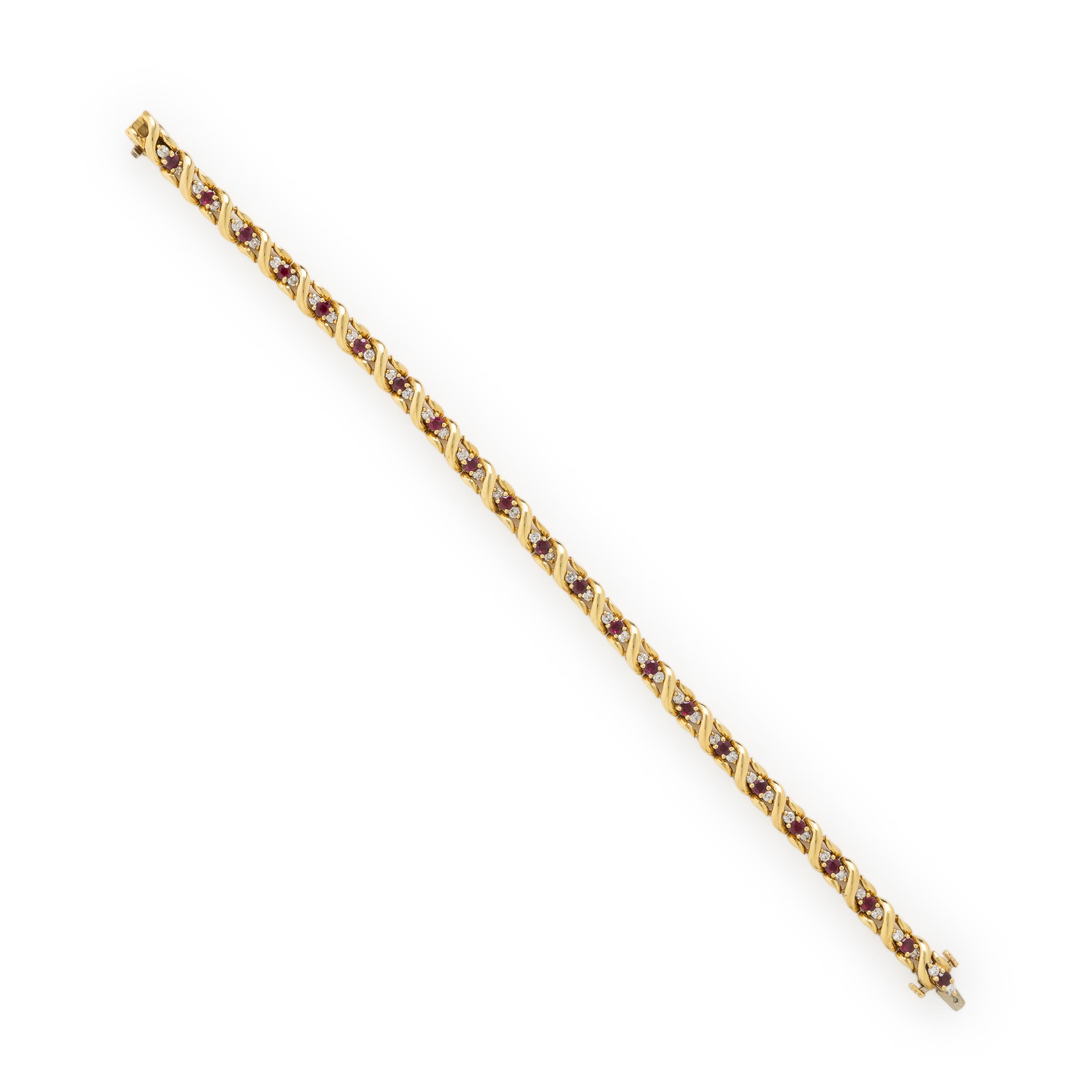 Ruby, Diamond, and Yellow Gold Bracelet