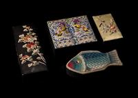 Four Chinese Embroidered Silk Boxes