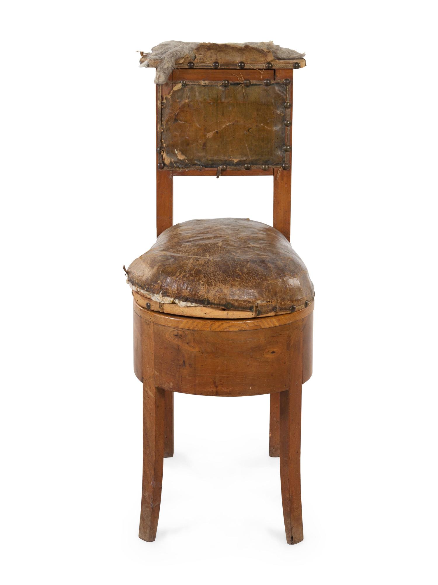 A Louis XV Provincial Leather-Upholstered Fruitwood Bidet