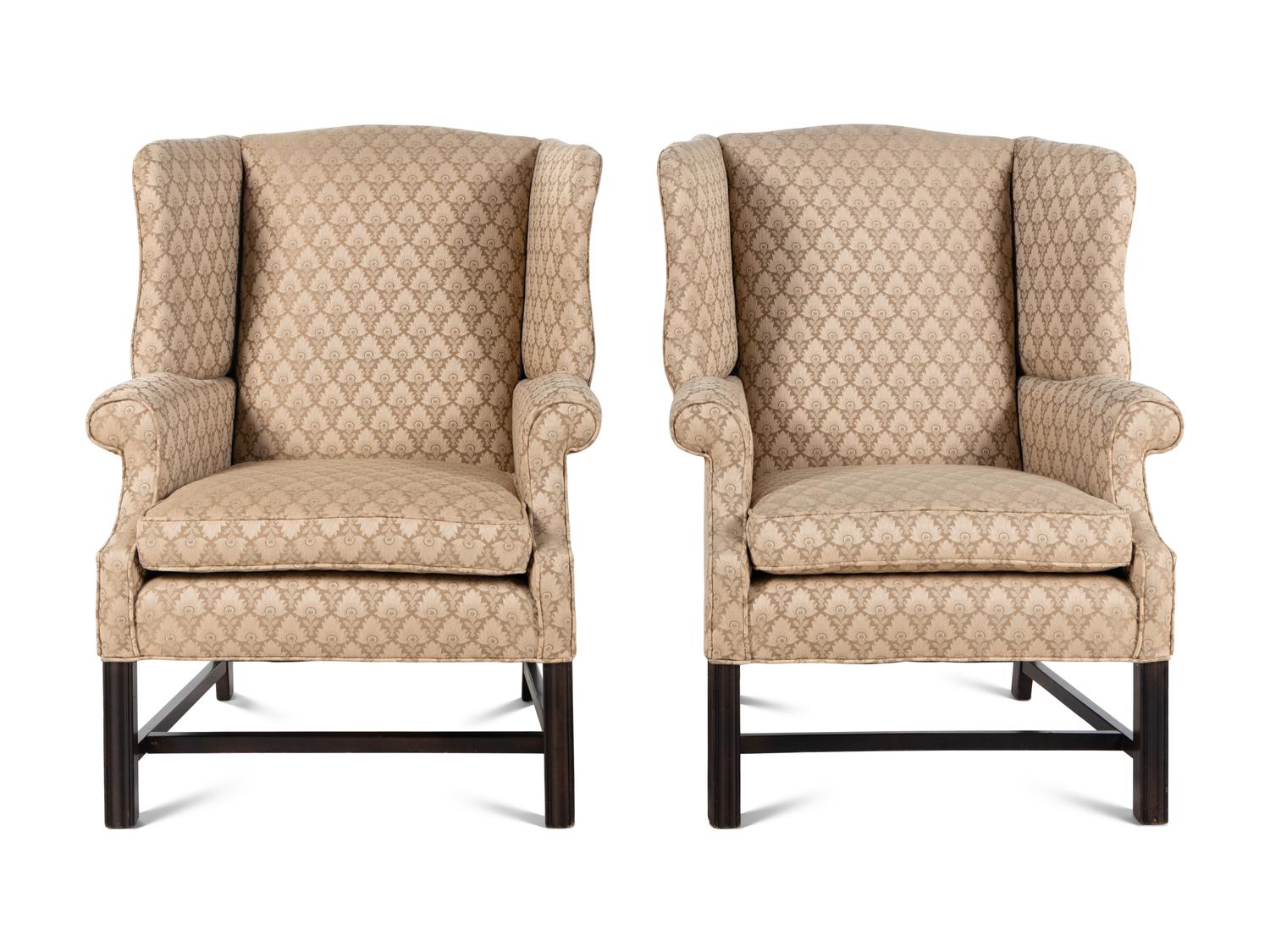 A Pair of George III Style Wingback Armchairs