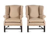 A Pair of George III Style Wingback Armchairs