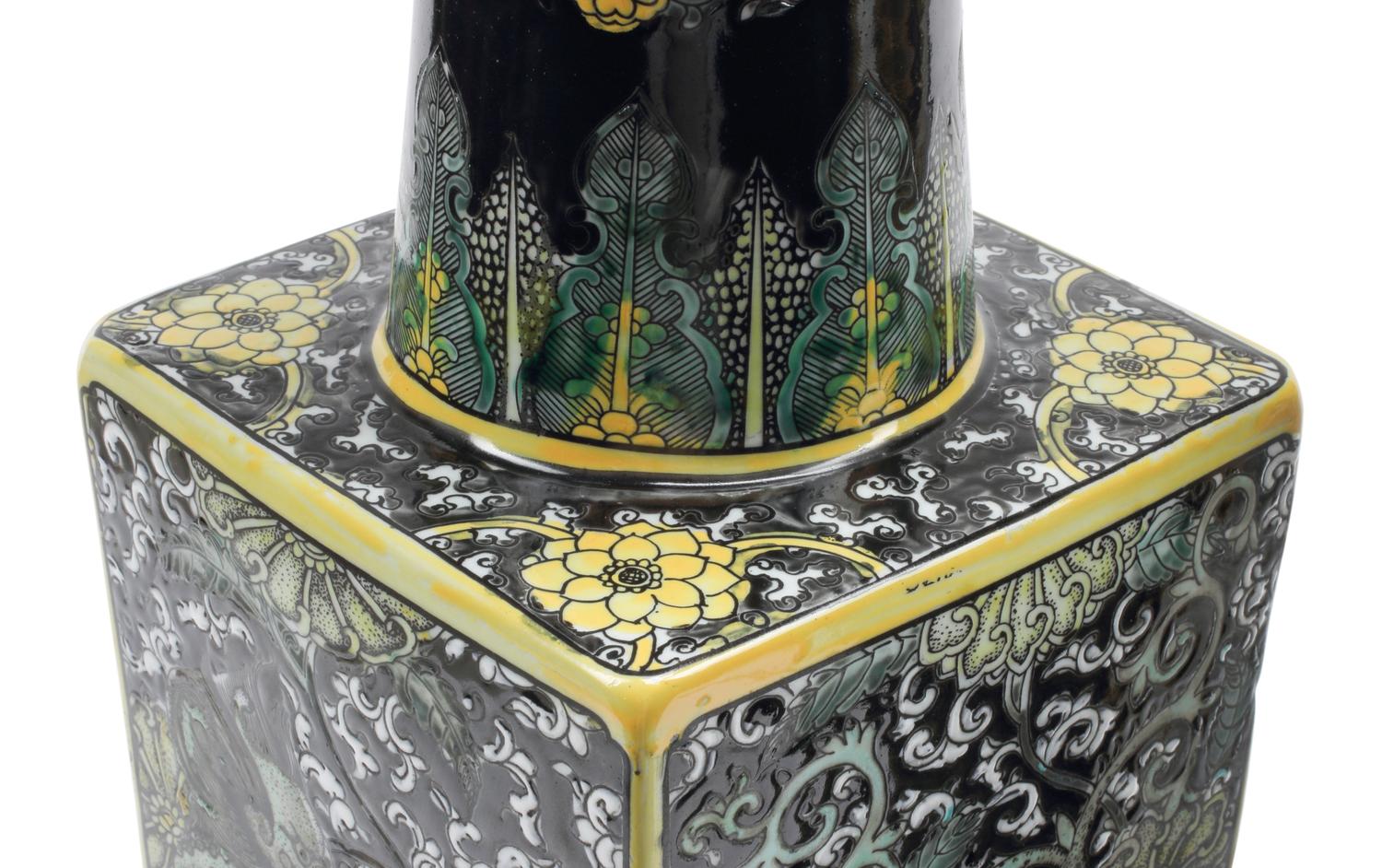 A Pair of Chinese Black-Ground Porcelain Vases