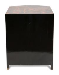 A Regency Style Black Japanned Bow-Front Cabinet