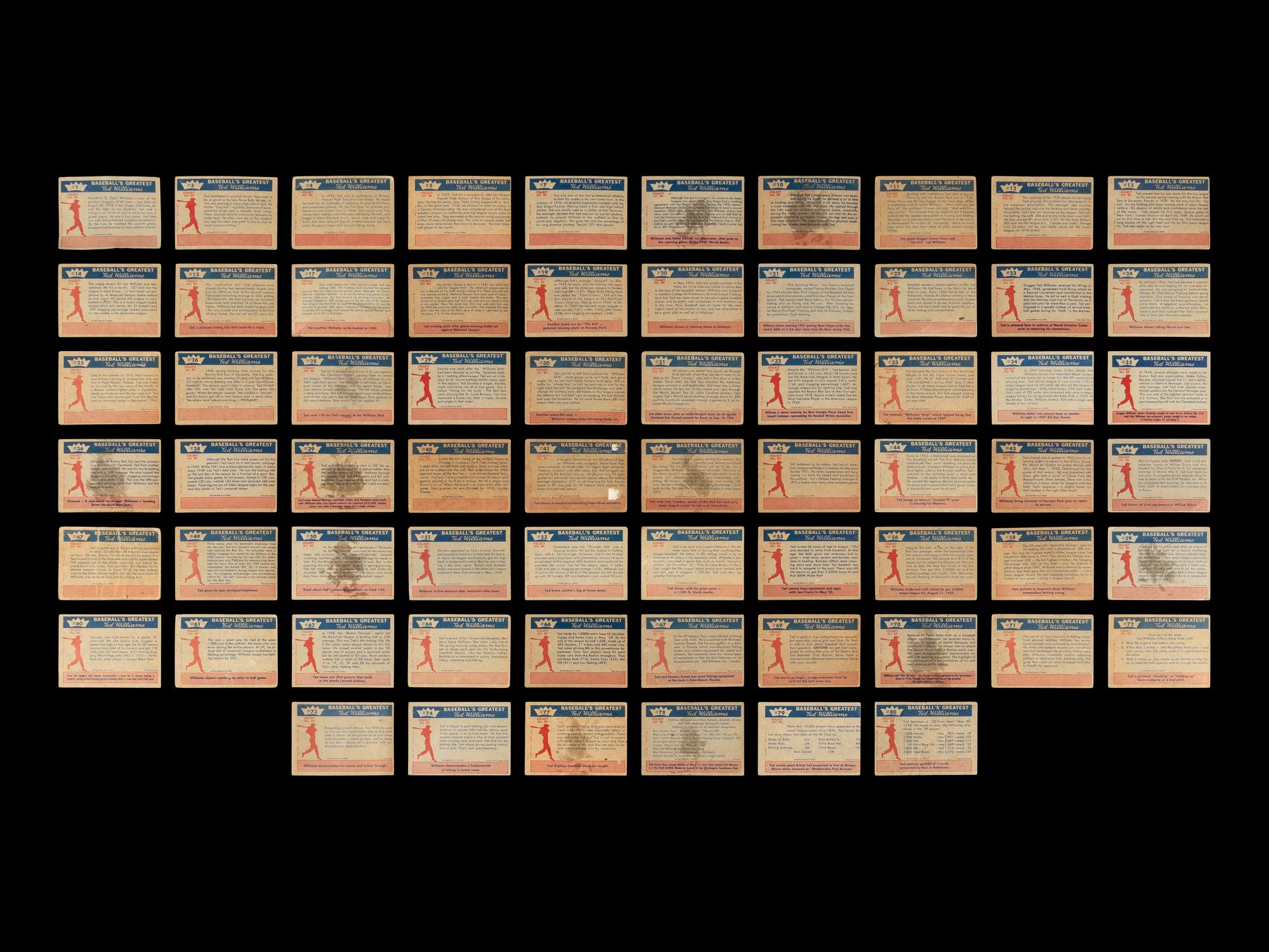 A Near Set of 1959 Fleer Ted Williams Baseball Cards (66/80)