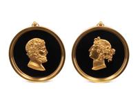 A Pair of Grand Tour Style Gilt Bronze Medallions