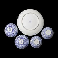 A Group of Five Assorted Chinese Blue and White "Dragons" Cups and Bowls, 19th-20th Century — 青花云龍紋碗盤一組五件