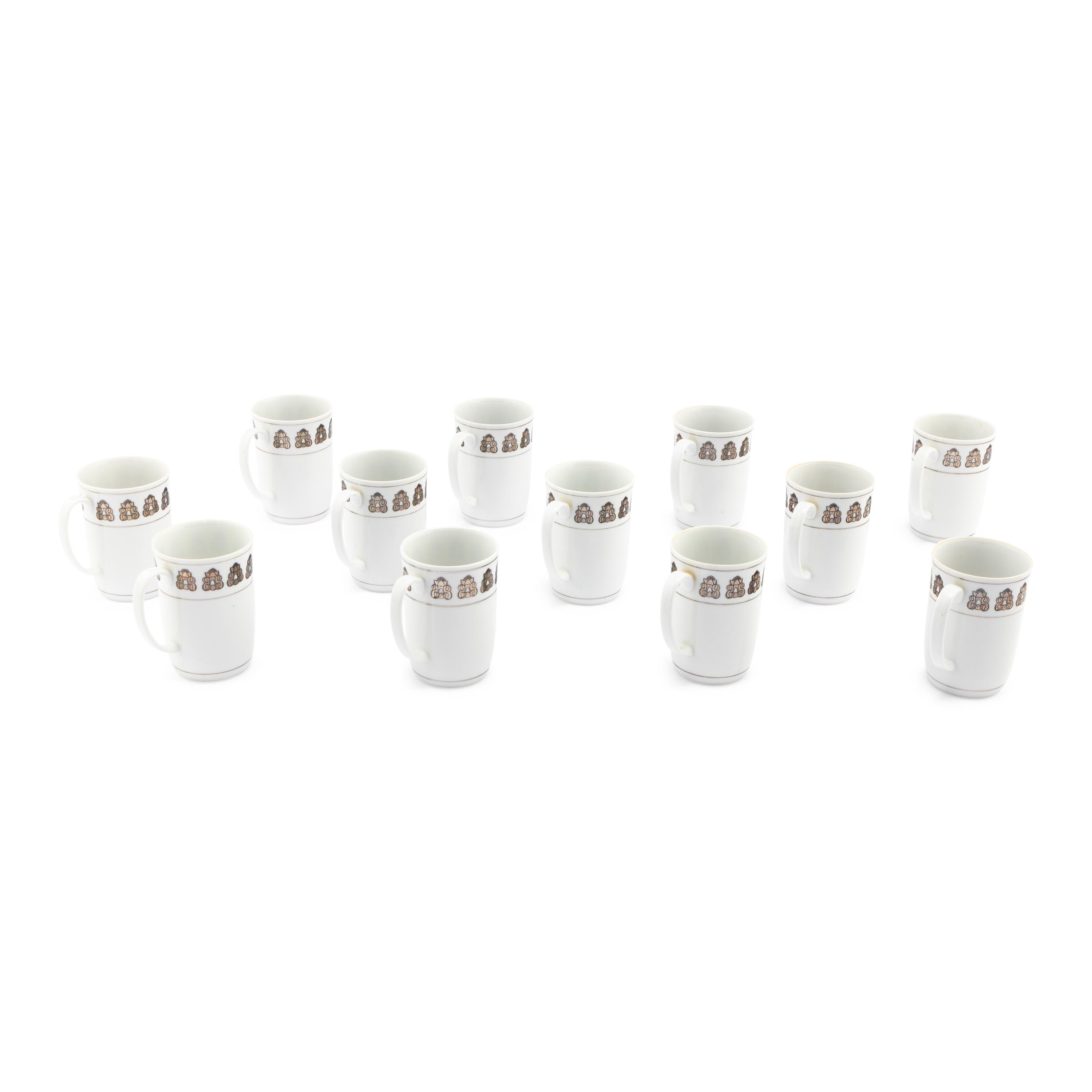 A Set of Twelve Georg Jensen Acorn Porcelain Coffee Mugs