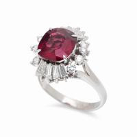 RED SPINEL AND DIAMOND RING