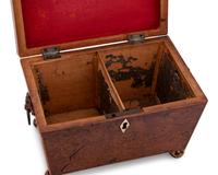 A Regency Gilt Metal Mounted Burlwood Tea Caddy