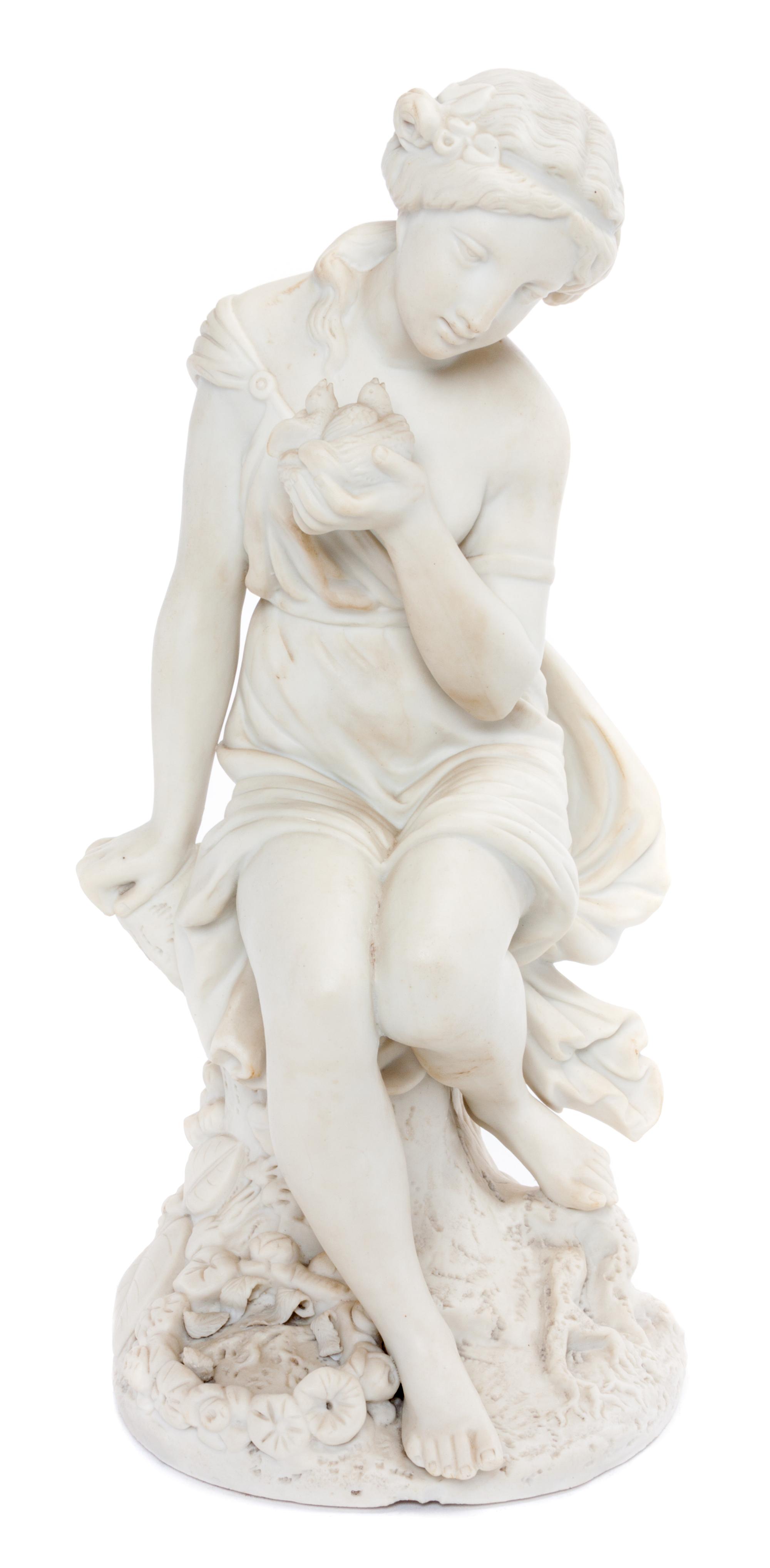 A Parian Ware Figure Height 13 3/4 inches.