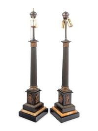 A Pair of Neoclassical Bronze Table Lamps