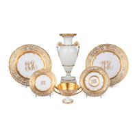 A Dresden Parcel-Gilt Monogrammed Porcelain Dinner Service, Plus