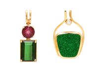 A Collection of Yellow Gold and Multigem Pendants,