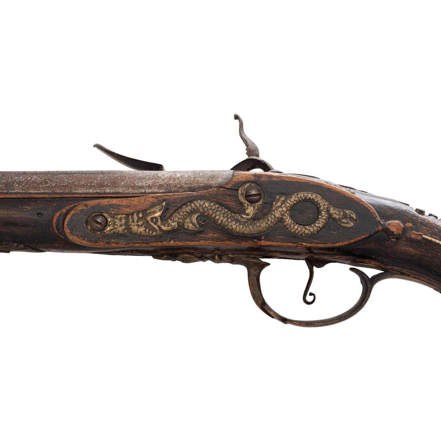 Extremely Rare Serpent Side Plate Flintlock Trade Pistol