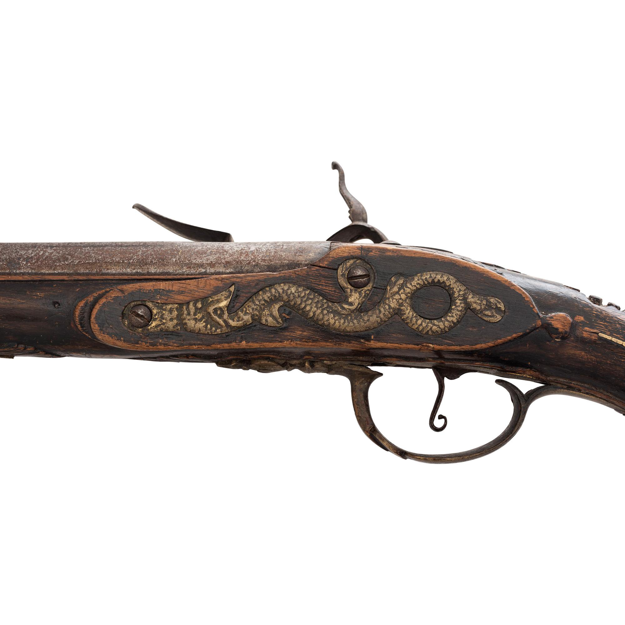 Extremely Rare Serpent Side Plate Flintlock Trade Pistol