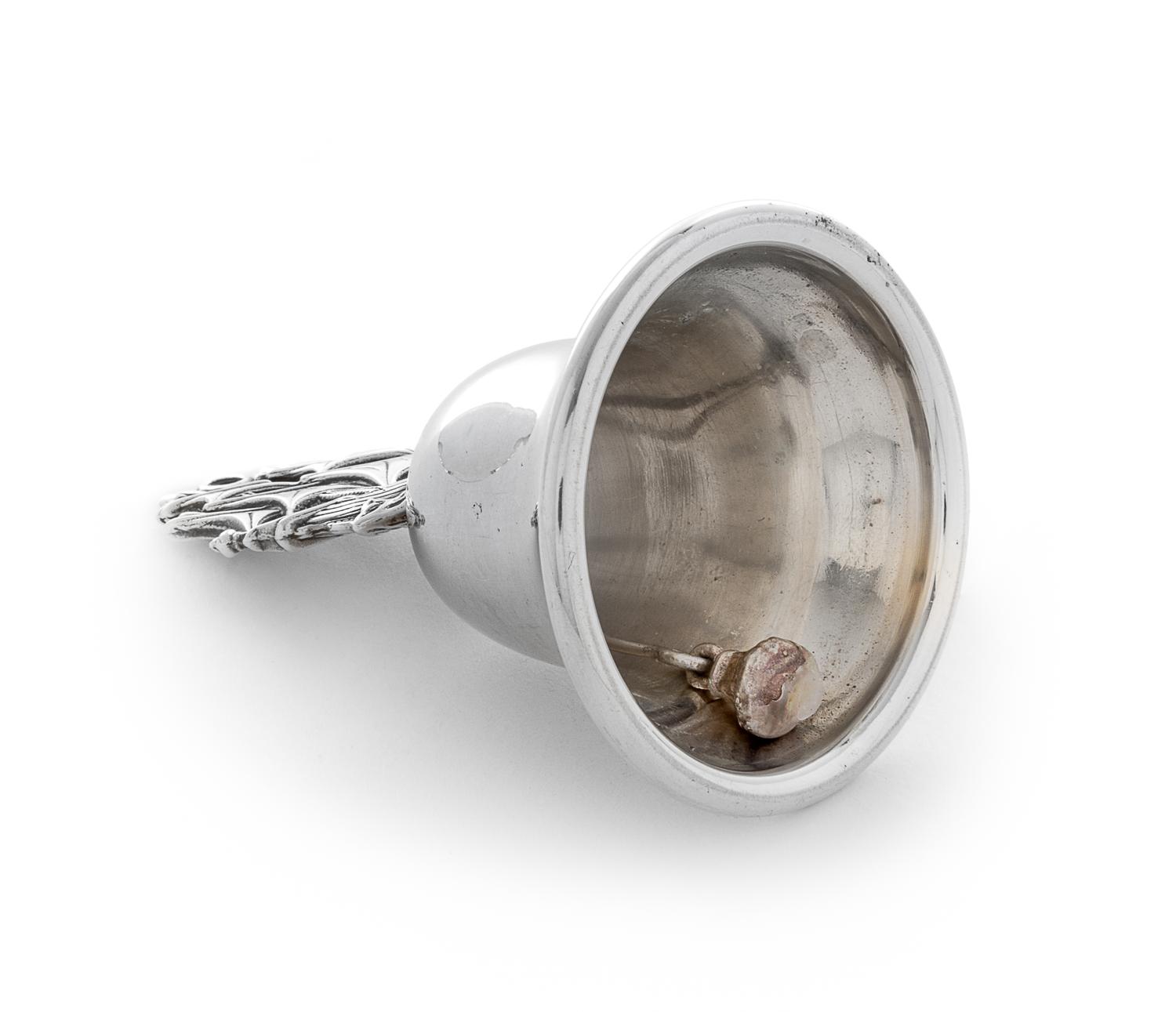 An American Silver Bell, , having a handle in the form of a sailing ship