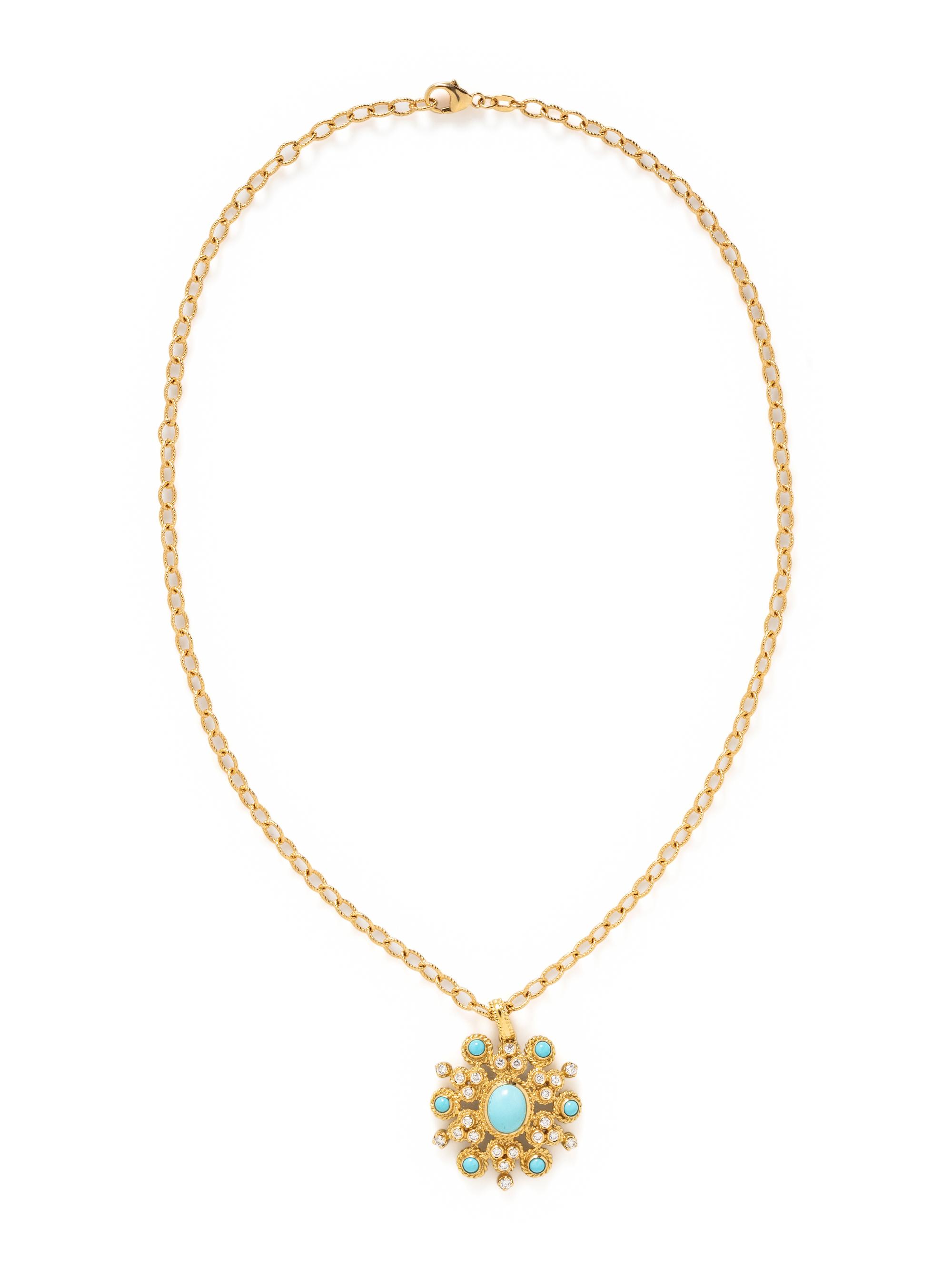 LALAOUNIS, TURQUOISE AND DIAMOND PENDANT/NECKLACE
