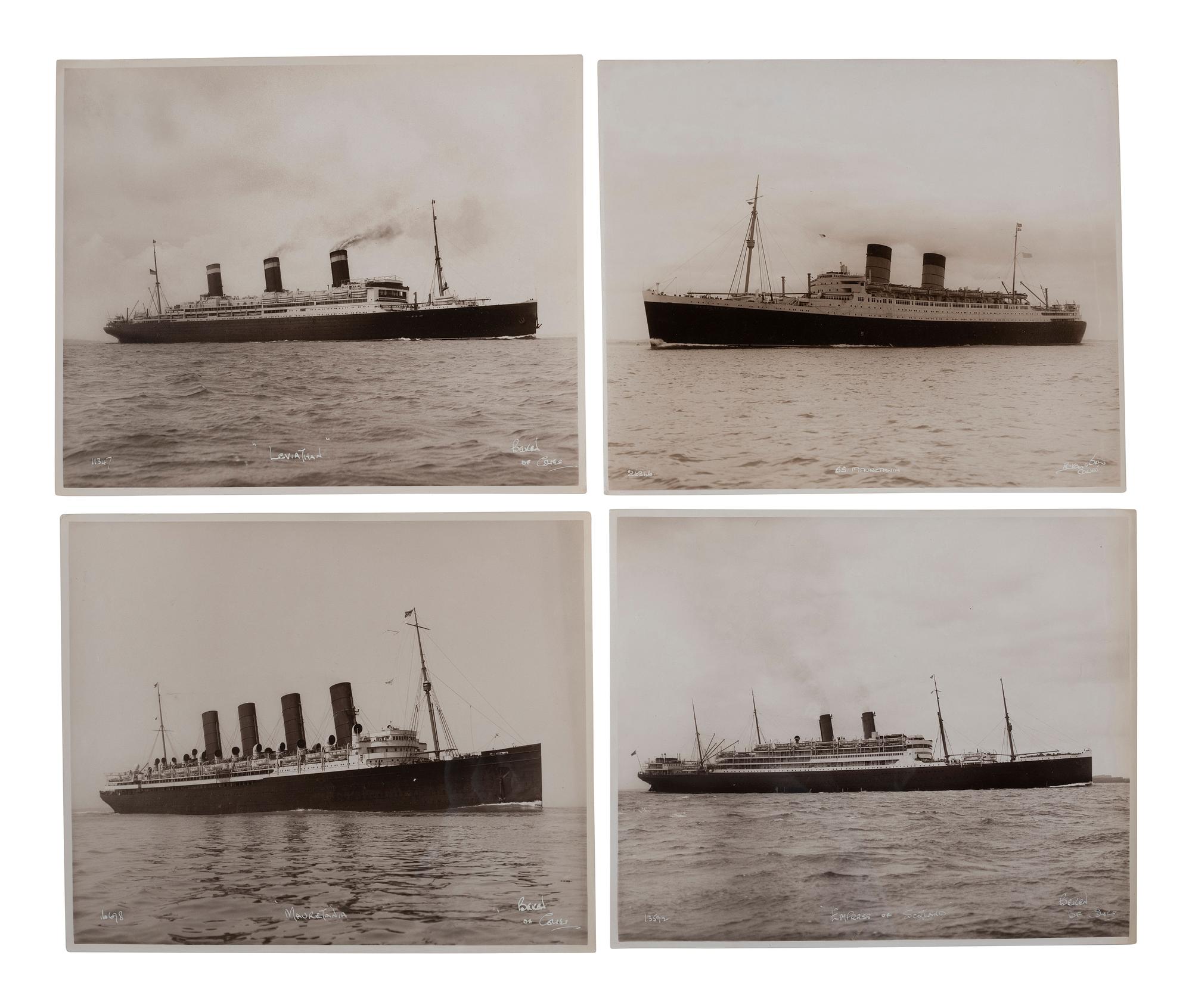 [TRANSPORTATION]. A group of 27 photographs of ocean liners including the RMS Titanic and HMHS Britannic. [Cowes, England]: Beken of Cowes, ca last half of the 20th century.