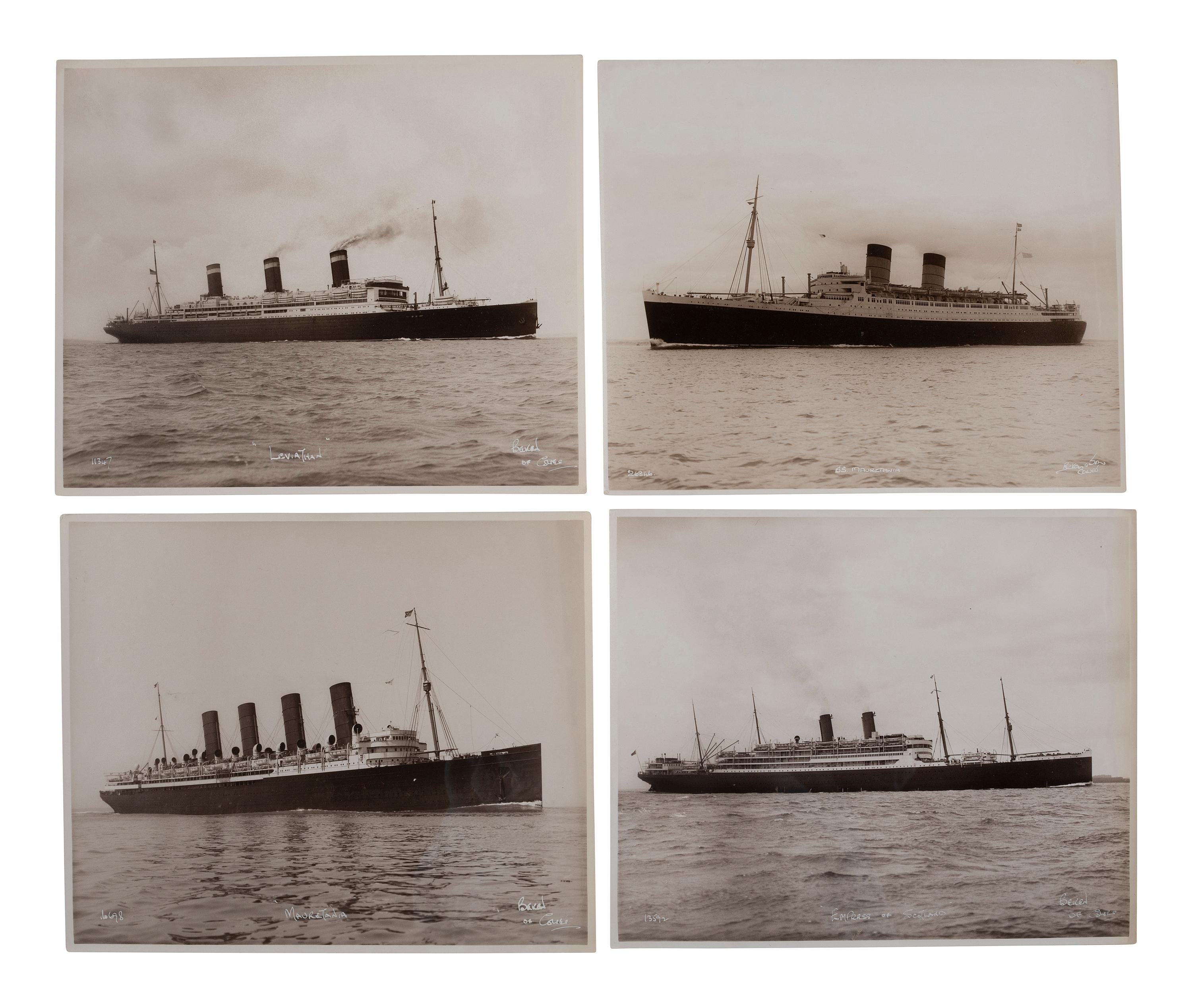 [TRANSPORTATION]. A group of 27 photographs of ocean liners including the RMS Titanic and HMHS Britannic. [Cowes, England]: Beken of Cowes, ca last half of the 20th century.