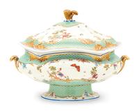 A French Painted and Parcel Gilt Porcelain Tureen
