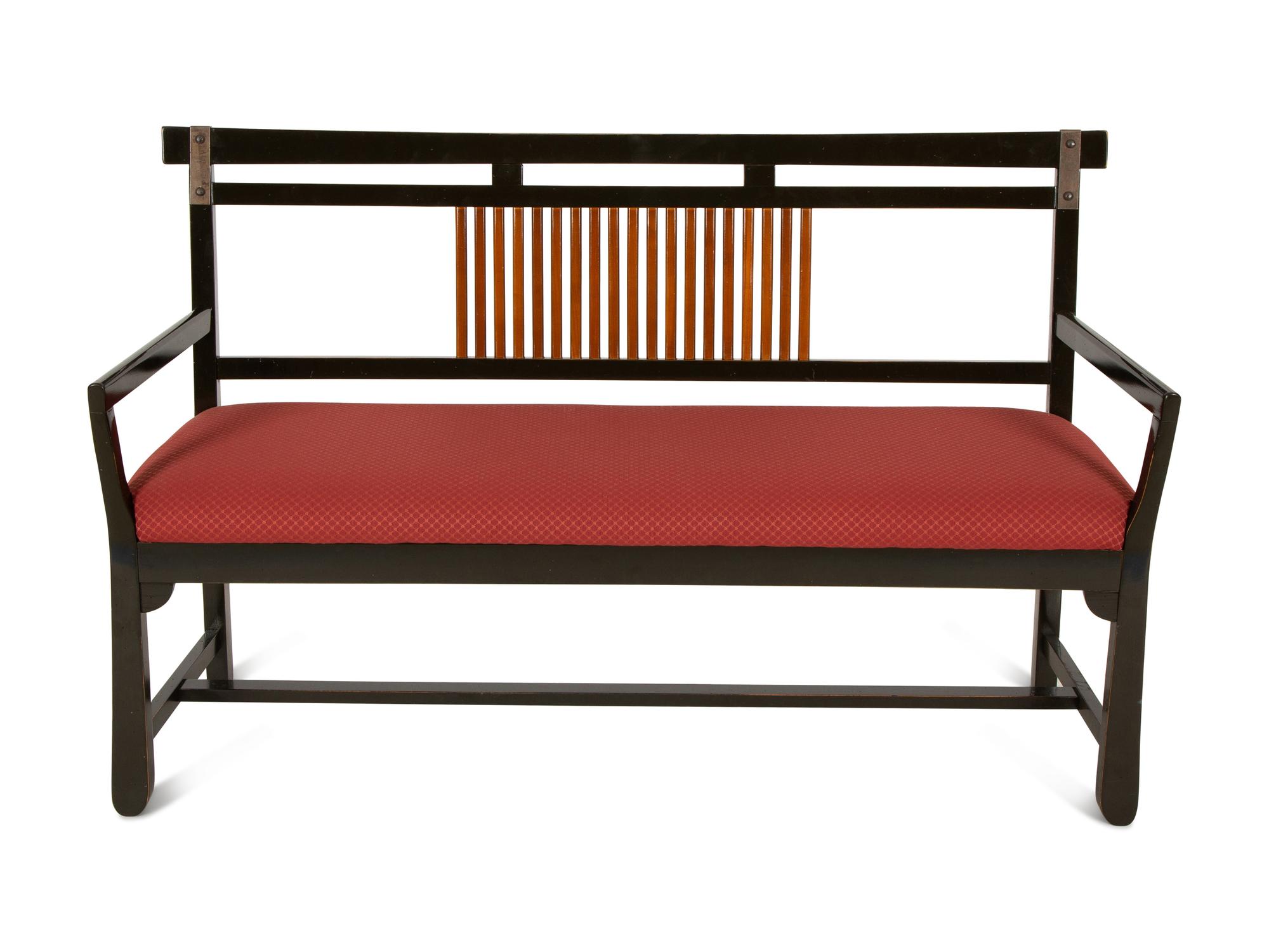 A Modern Asian Style Ebonized Wood Settee