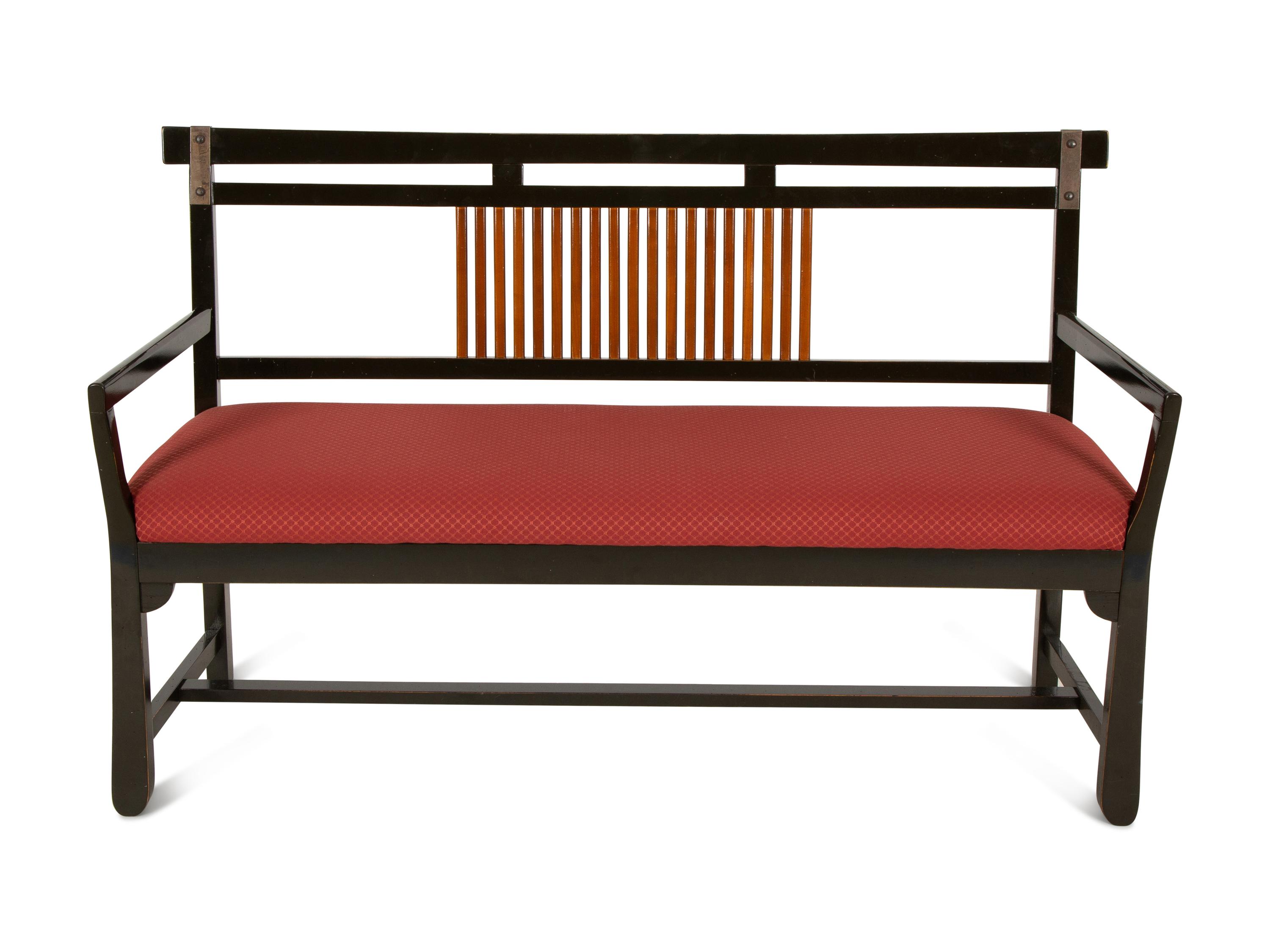 A Modern Asian Style Ebonized Wood Settee