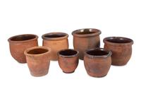 Seven Redware Jars with Glazed Interiors
