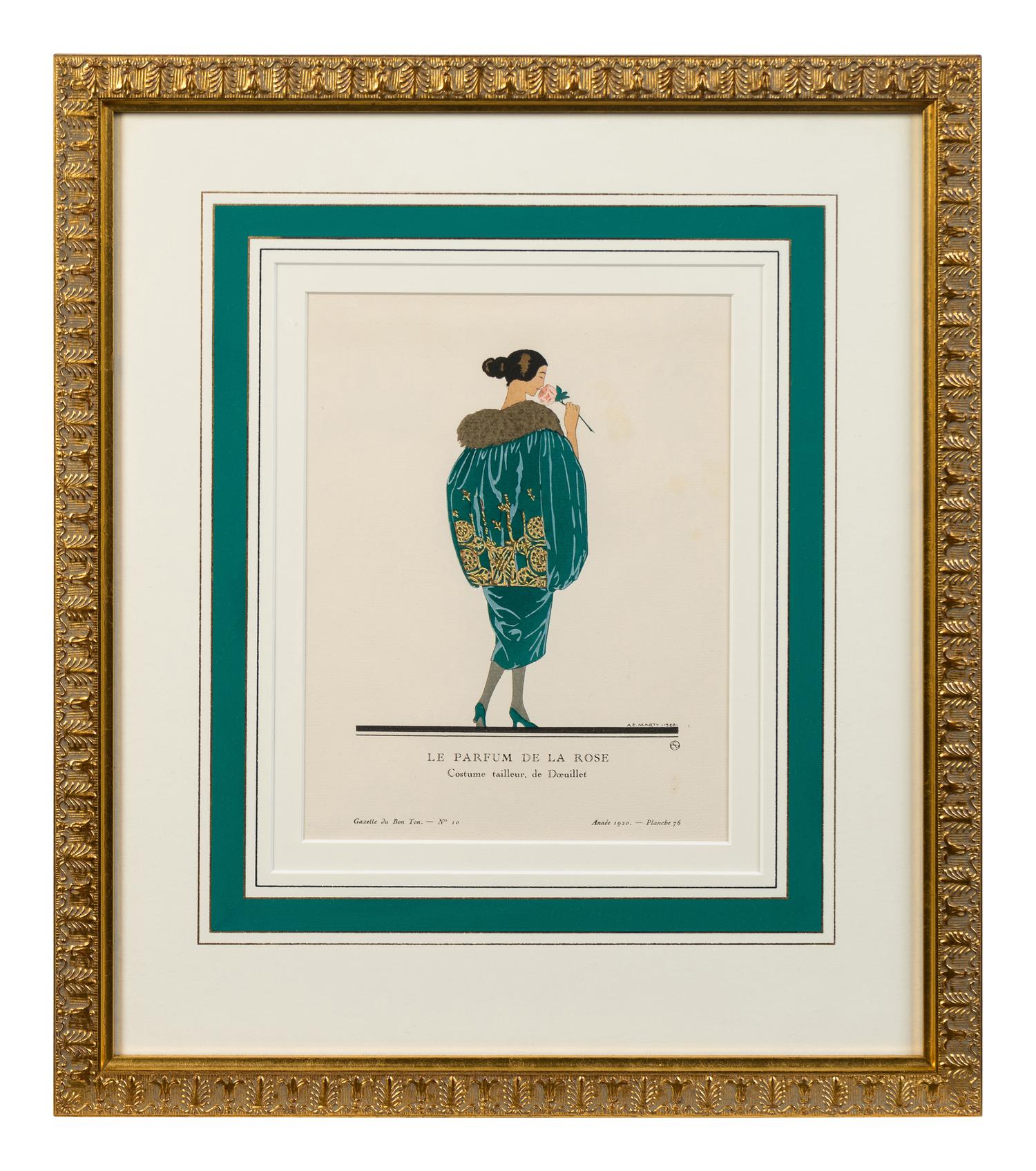 Four Framed Ladies' Costume Engravings Largest 10 1/4 x 6 3/4 inches.