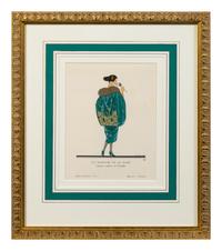 Four Framed Ladies' Costume Engravings Largest 10 1/4 x 6 3/4 inches.