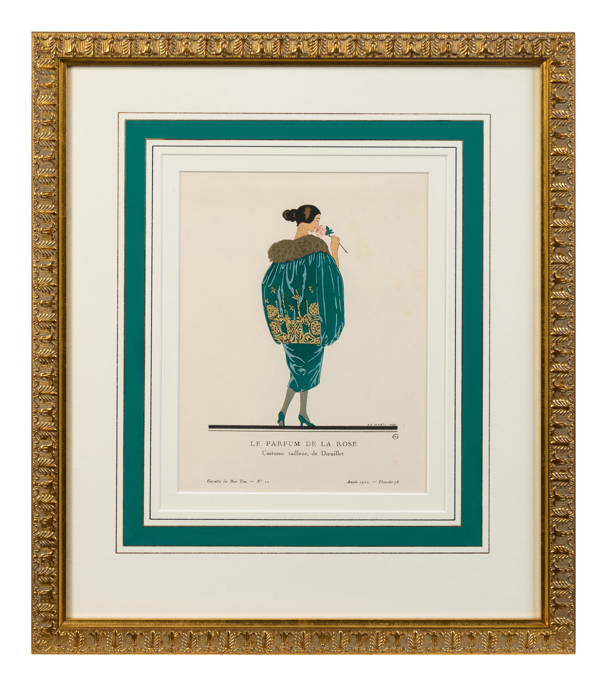Four Framed Ladies' Costume Engravings Largest 10 1/4 x 6 3/4 inches.