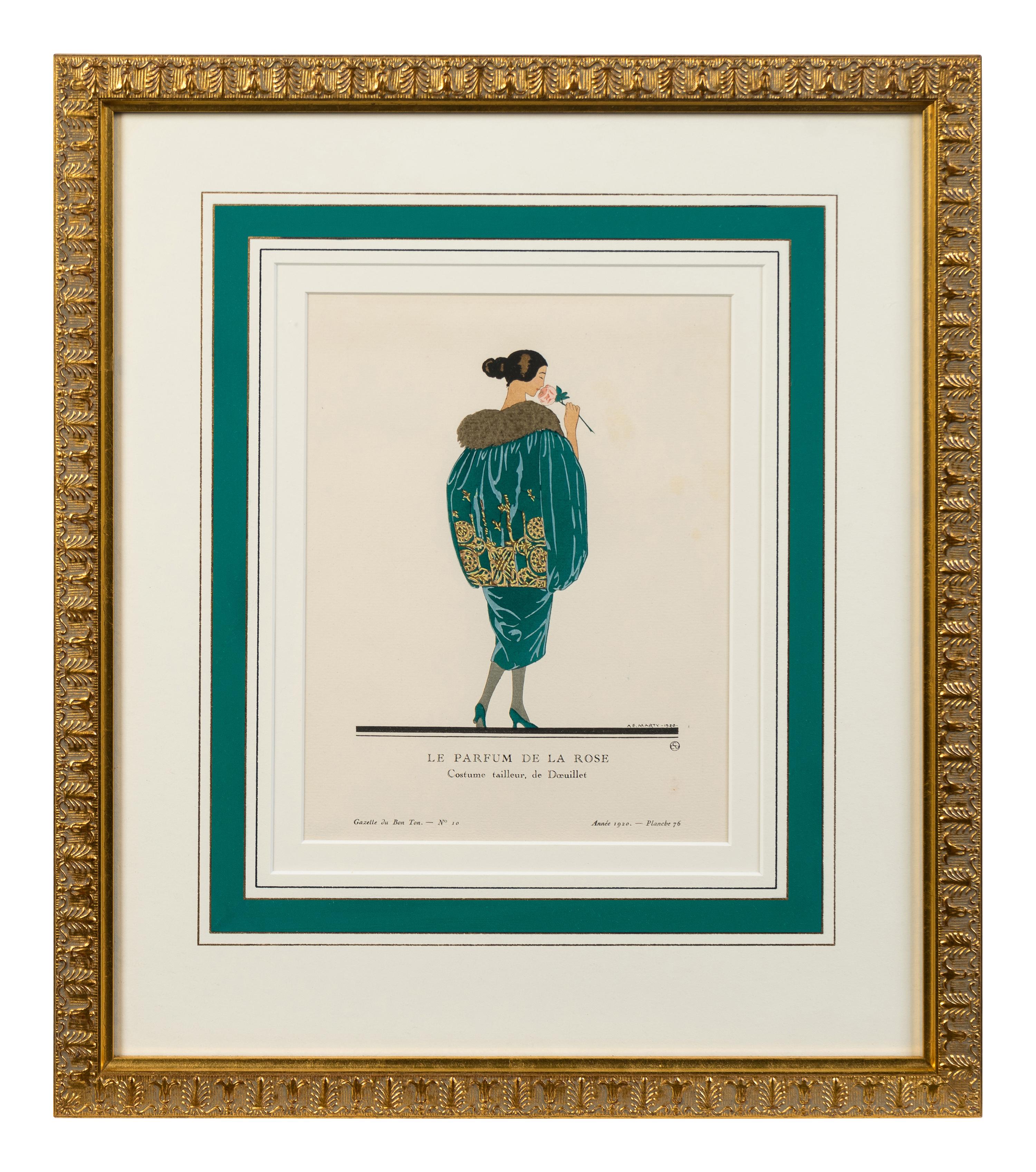 Four Framed Ladies' Costume Engravings Largest 10 1/4 x 6 3/4 inches.