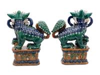 A Pair of Chinese Sancai -Glazed Porcelain Figures of Fu Lions