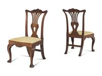 A Pair of Irish George II Mahogany and Oak Side Chairs