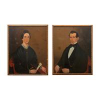 American School, 19th Century — Pair of Portraits: Husband and Wife