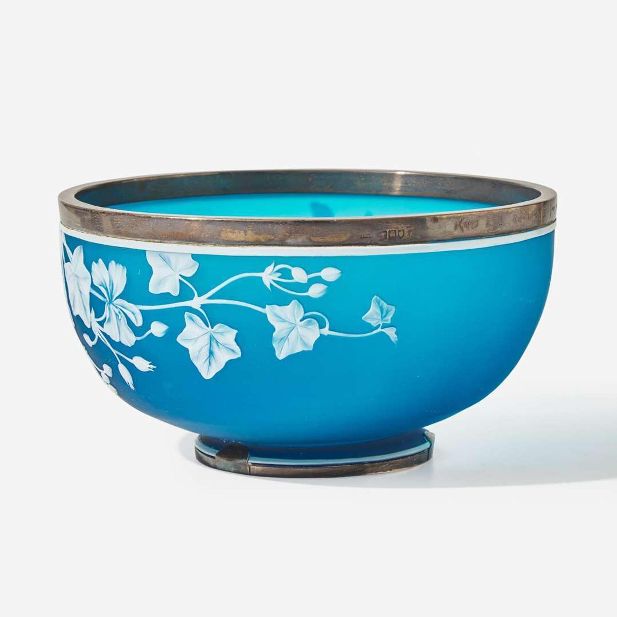 An English sterling silver-mounted cameo glass bowl Thomas Webb & Sons, London, 1901