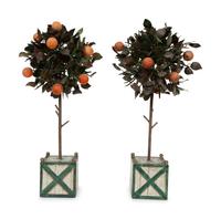 A Pair of Tole Peinte Orange Tree Topiaries