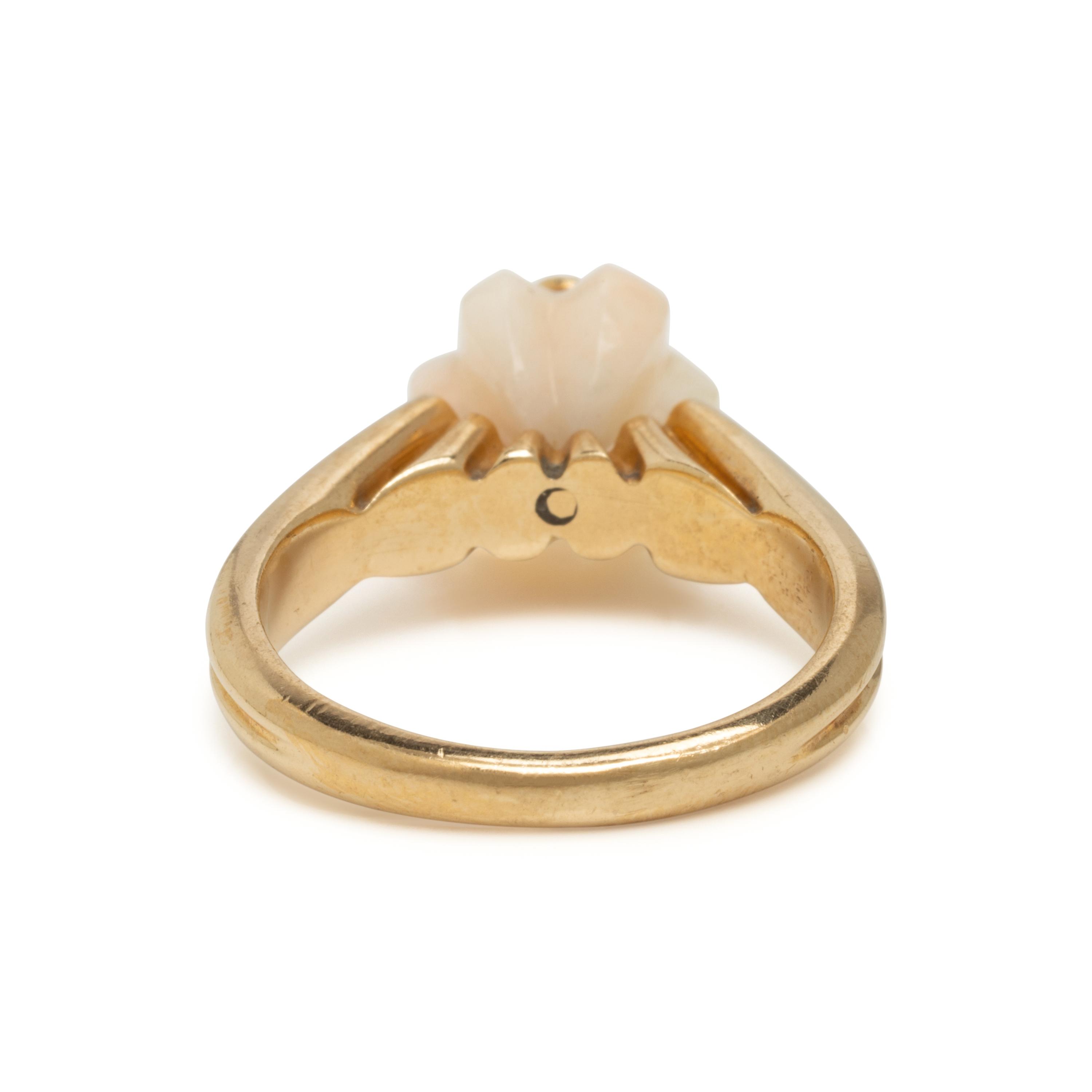Collection of Carved Gemstone and Yellow Gold Stacking Rings