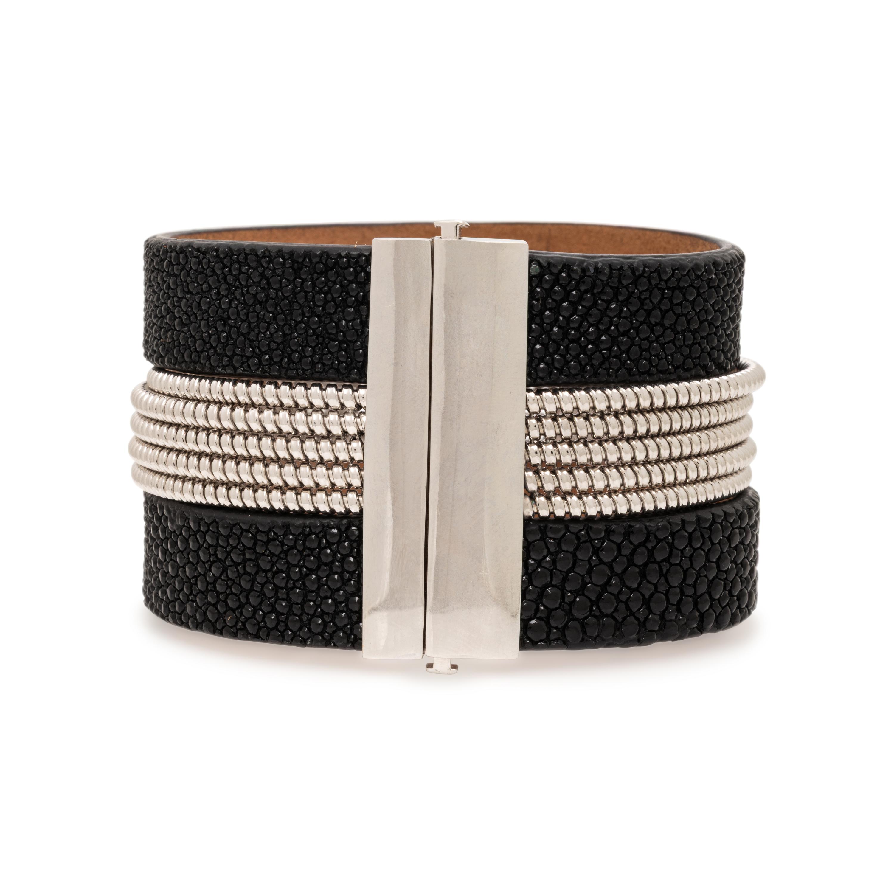 Stingray Leather, Diamond, and White Gold Bracelet