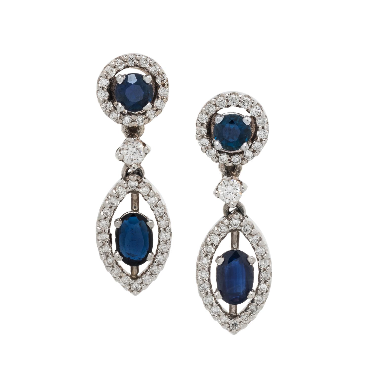 SAPPHIRE AND DIAMOND EARCLIPS