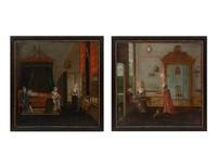 A Pair of Continental Painted Canvas Panels