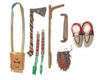 A Group of Delaware Indian Articles Length of first 30 1/2 inches.