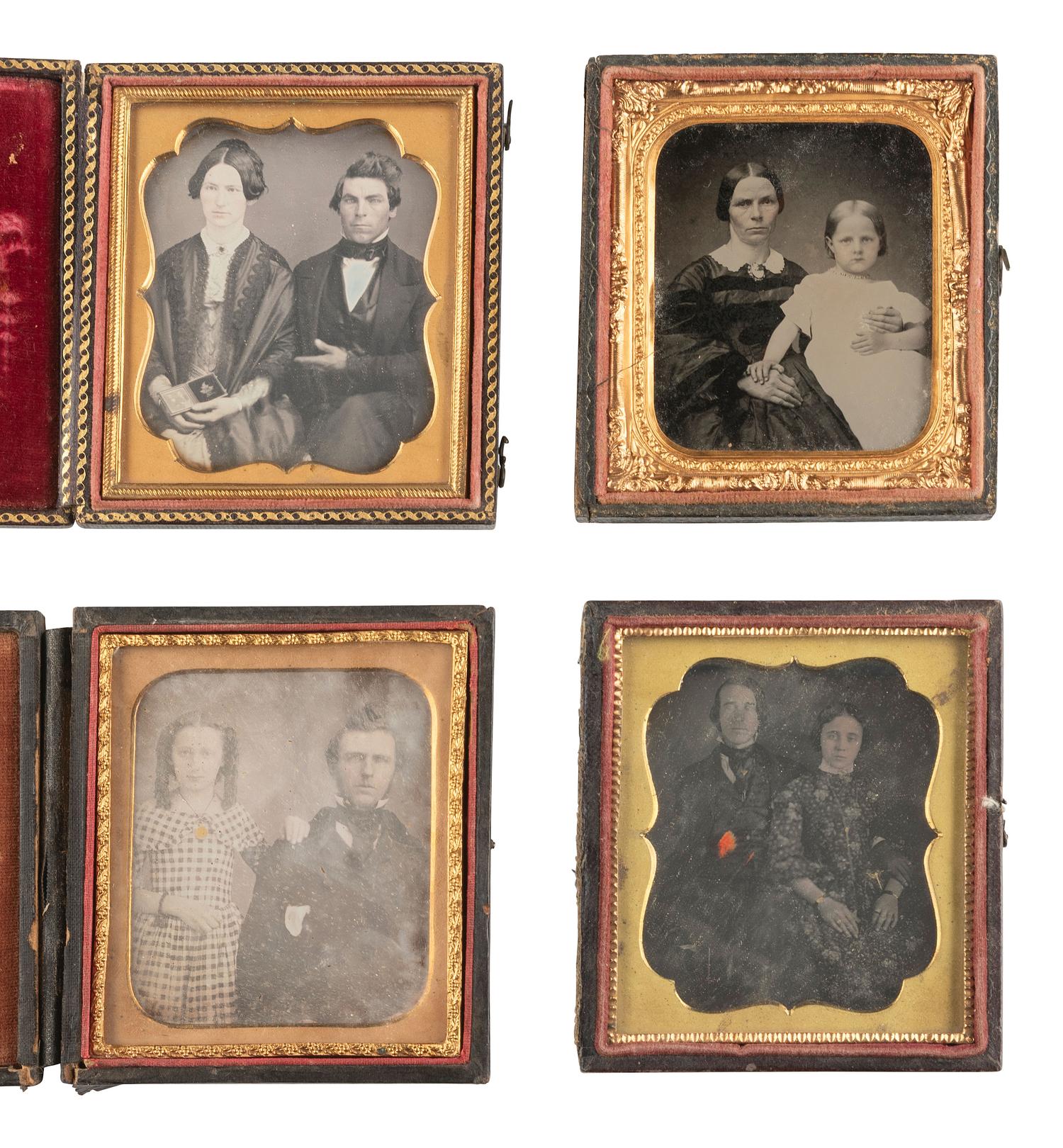 [EARLY PHOTOGRAPHY]. Assorted cased images of pairs and trios of sitters.